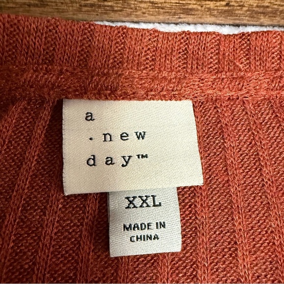 A new day XXL rust colored Ribbed Long Sleeve Button Down Shirt - Picture 4 of 7